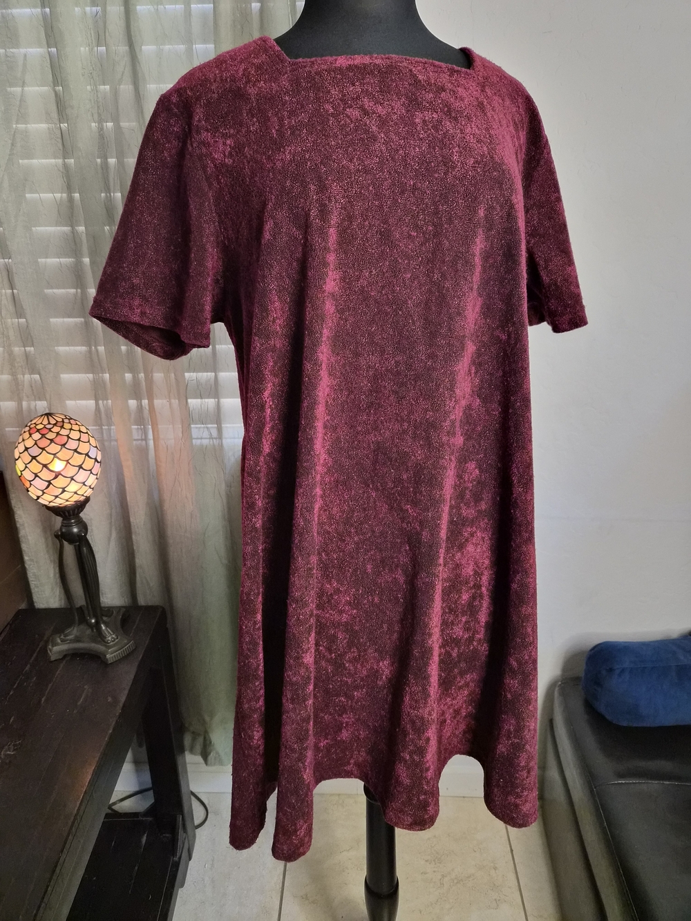 Avenue Crushed Velvet Dress - Deep Wine #0463